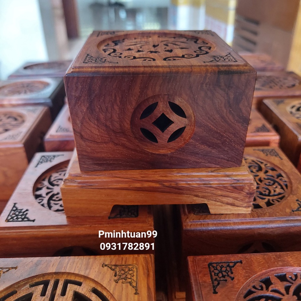 Lư Gỗ Xông Trầm - Hàng Loại 1 (Gỗ Hương Nguyên Khối)