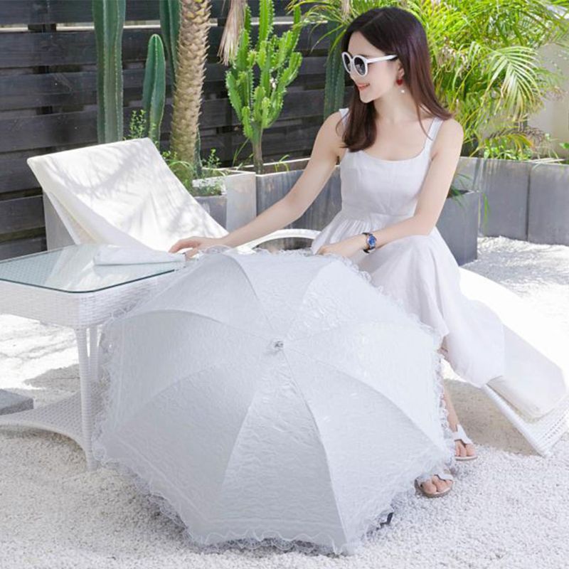 Dù Ren Rỗng Màu Trắng Dùng Làm Đạo Cụ Chụp Ảnh Cưới