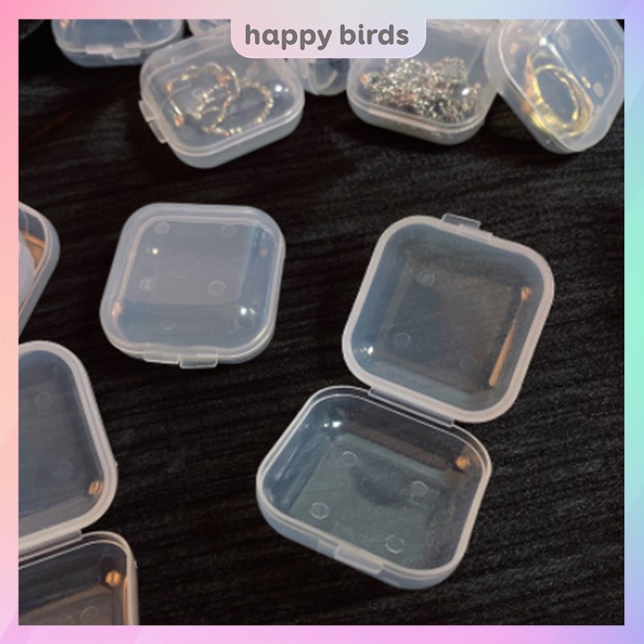 Hộp đựng trang sức mini 3.5x3.5x2cm trong suốt bằng nhựa đựng đồ trang sức, thuốc, nhẫn, phụ kiện nhỏ