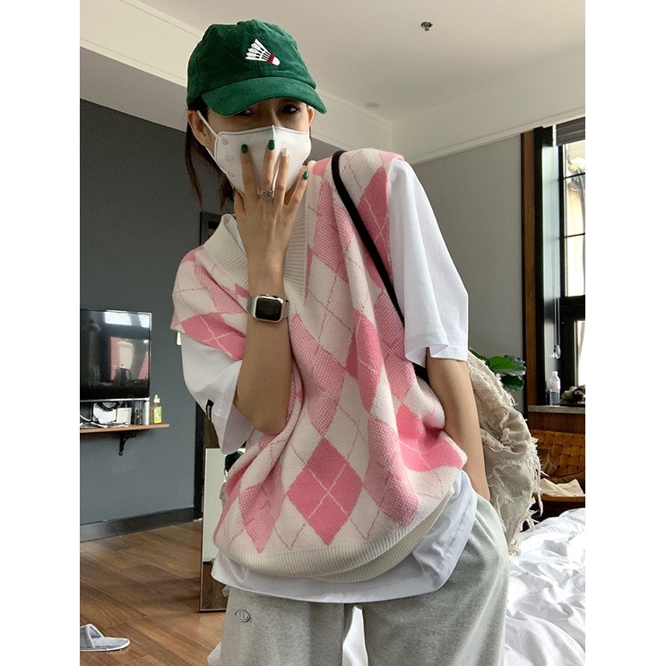 Áo len không tay cổ chữ V họa tiết sọc caro thời trang cho nữ
 | BigBuy360 - bigbuy360.vn