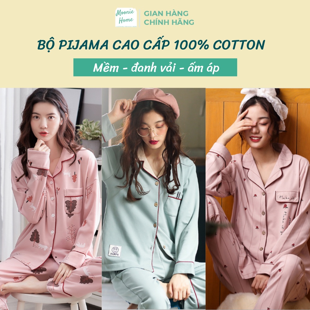 [20+ MẪU] Bộ Pijama Nữ Cotton 100% Dài Tay Đẹp (Ảnh +Video Thật)