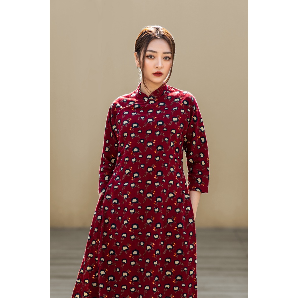 Áo dài cách tân thiết kế tà sole vải hoạ tiết MONO