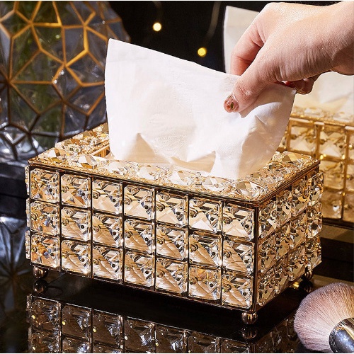 Hộp đựng khăn giấy pha lê cao cấp phong cách Châu Âu trang trí bàn ăn, phòng khách