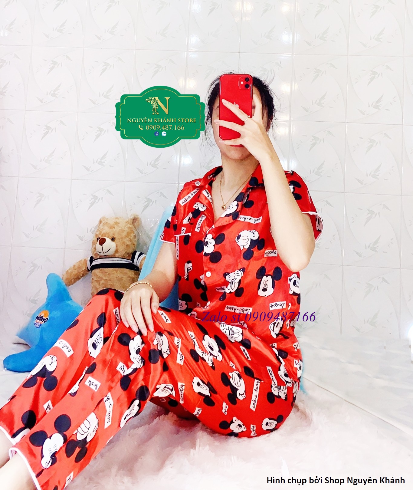 GIAO ĐÚNG MẪU  Đồ Bộ Pijama Phi Bóng Tay Ngắn Quần Dài Dưới 55Kg