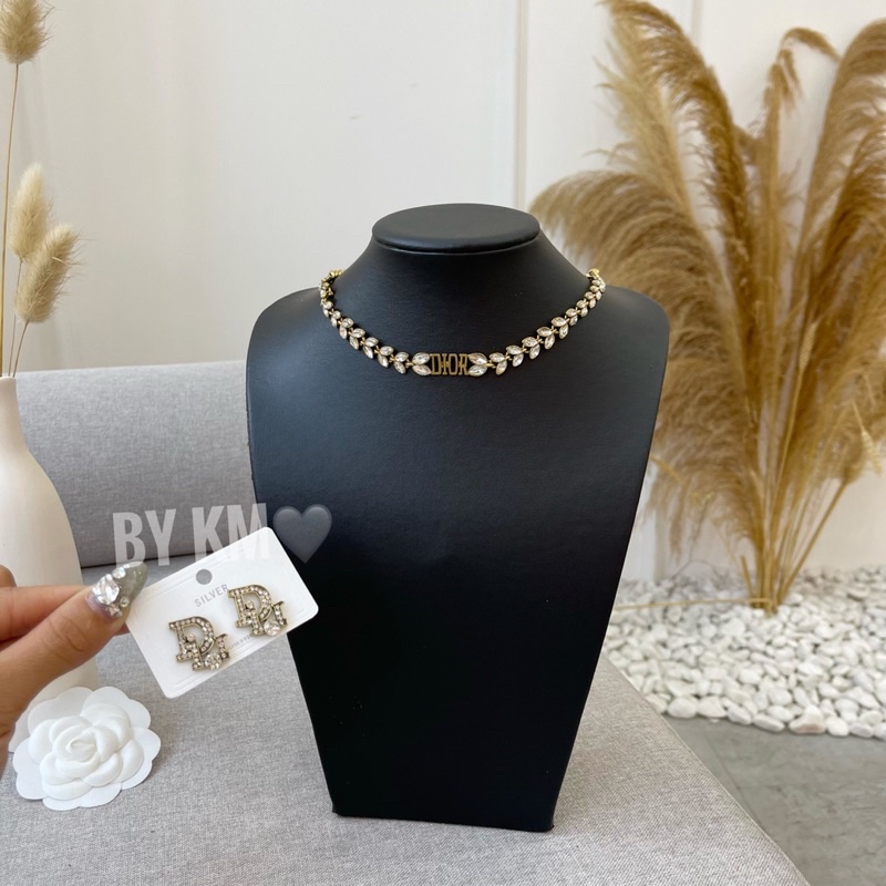 Vòng cổ dior dây chuyền dior choker đính đá sang chảnh đi đám cưới du lịch chụp ảnh thời trang mẫu livestream.......