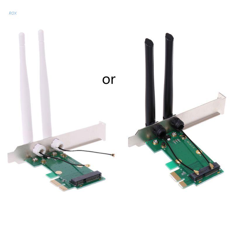 Bộ kết nối Rox thẻ Wifi nhỏ gọn Pci-E Express sang đầu kết nối Pci-E 2 Antenna External Của Máy Tính Bàn