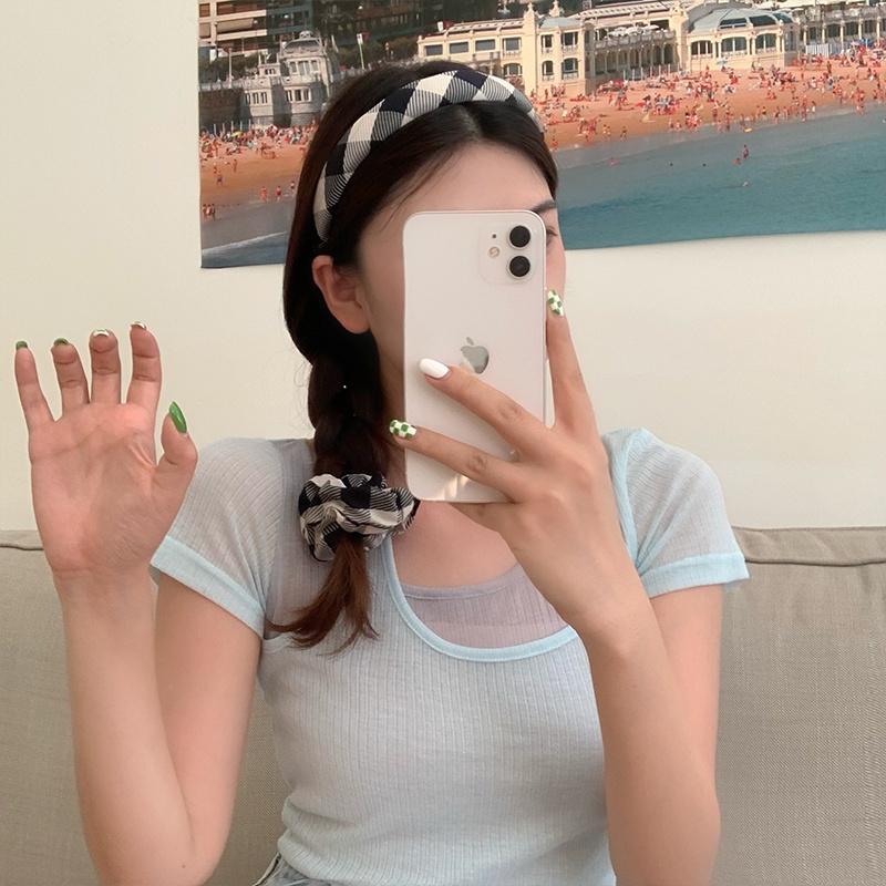 Dây buộc tóc bản rộng bằng xốp cổ điển đơn giản mới