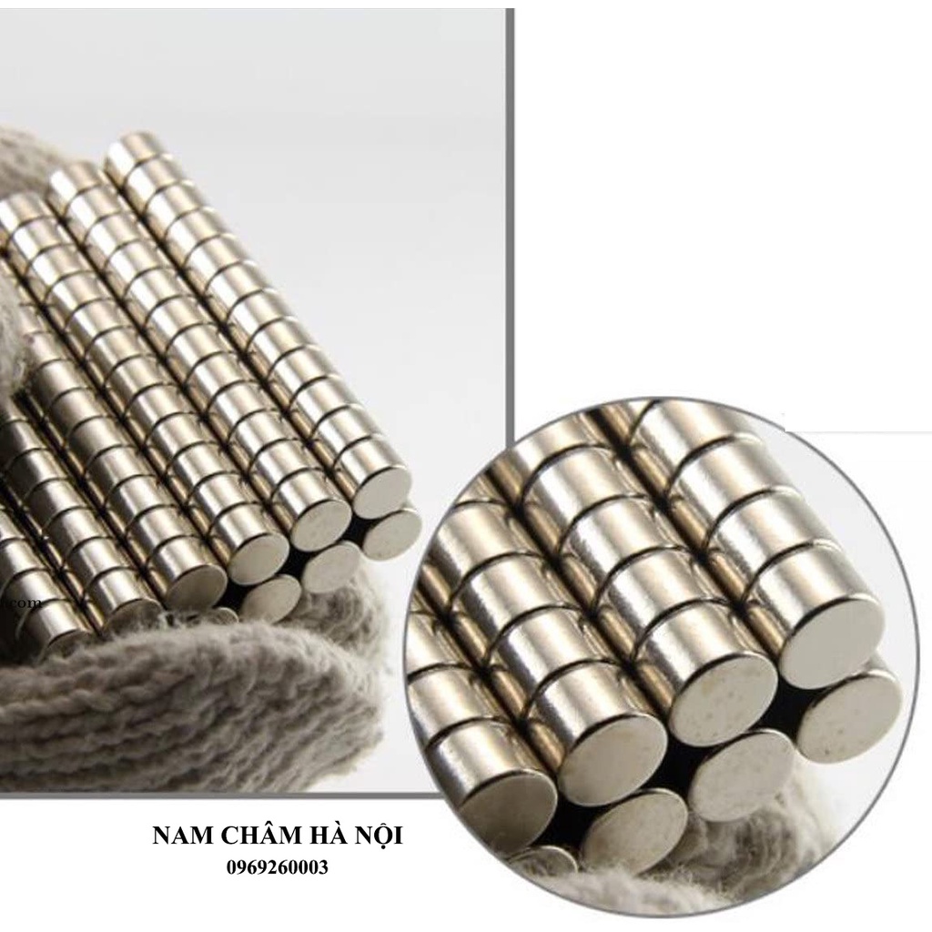 Nam châm siêu mạnh, nam châm đất hiếm màu trắng mạ Niien các loại kích thước dày 4mm