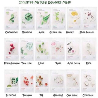 Combo 10 MẶT NẠ GIẤY INNISFREE MY REAL SQUEEZE MASK