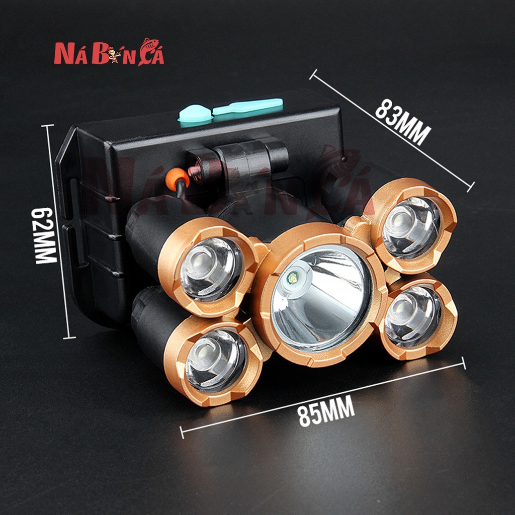 [Siêu Sáng] Đèn pin đội đầu siêu sáng gồm 5 bóng đèn, siêu sáng, sản phẩm bền bỉ theo thời gian chống nước [YPX7]