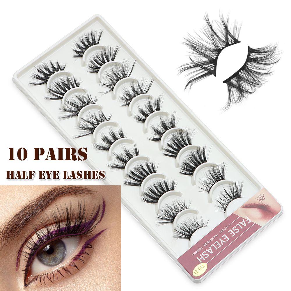 Set 1 / 10 Cặp Lông Mi Giả 3D Bằng Lông Chồn Nhân Tạo Handmade Dành Cho Trang Điểm Mắt