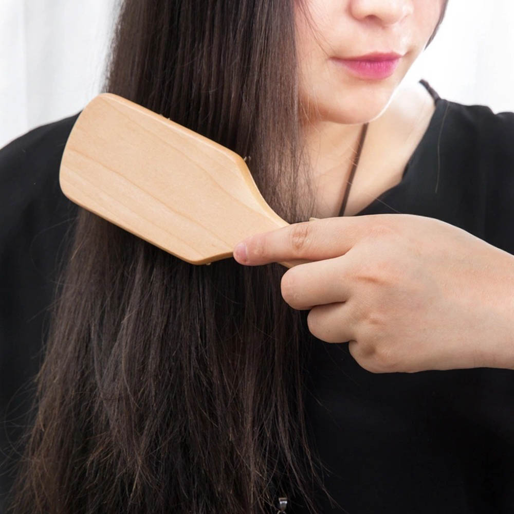 Lược gỗ mát xa da đầu chống tĩnh điện tiện lợi