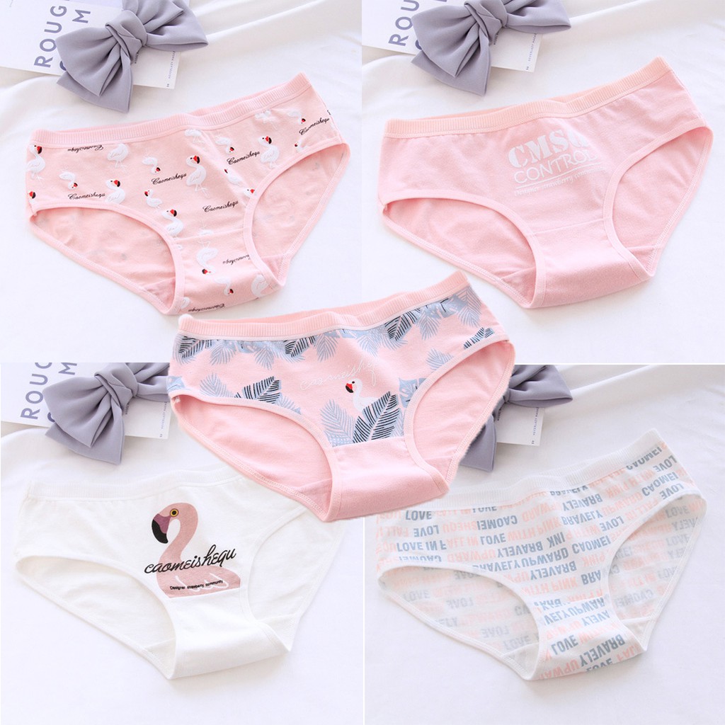 Set 5 quần lót cotton họa tiết hoạt hình dễ thương cho nữ | BigBuy360 - bigbuy360.vn