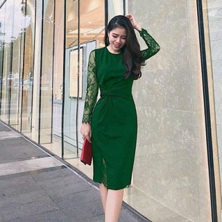 Đầm len xoắn eo