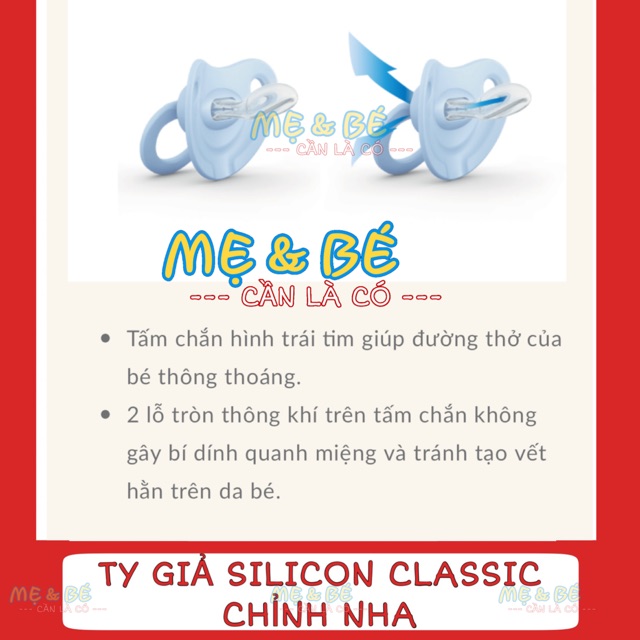 TY GIẢ NUK SILICON CLASSIC CHỈNH NHA 0-6M/6-18M