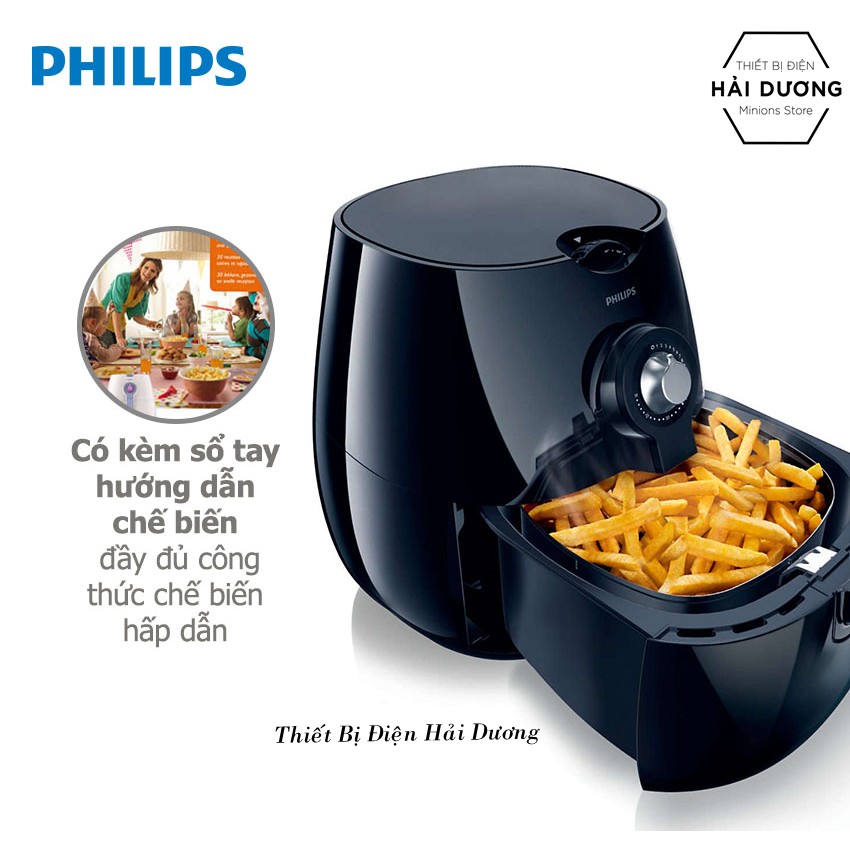 Nồi chiên không dầu Philips HD9220/20 1425W 2.2L (Đen) - Hàng nhập khẩu - Bảo hành 12 tháng