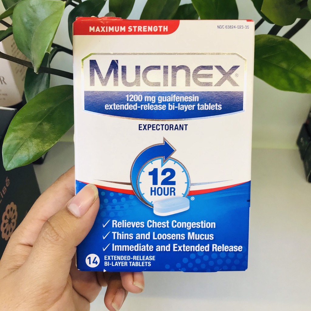Mucinex 1200mg Maximum Strength 14 viên Hỗ trợ cắt cơn ho có đàm, tức ngực.