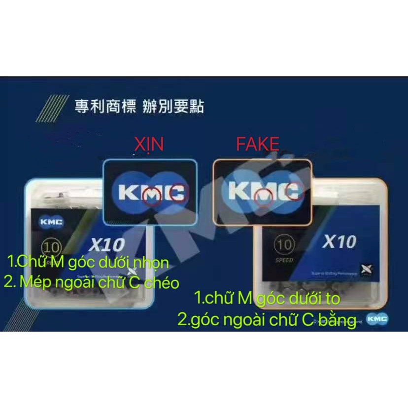 Xích - sên KMC X9 116L chính hãng Taiwan sử dụng cho xe đạp 9 tốc độ, hộp nhựa