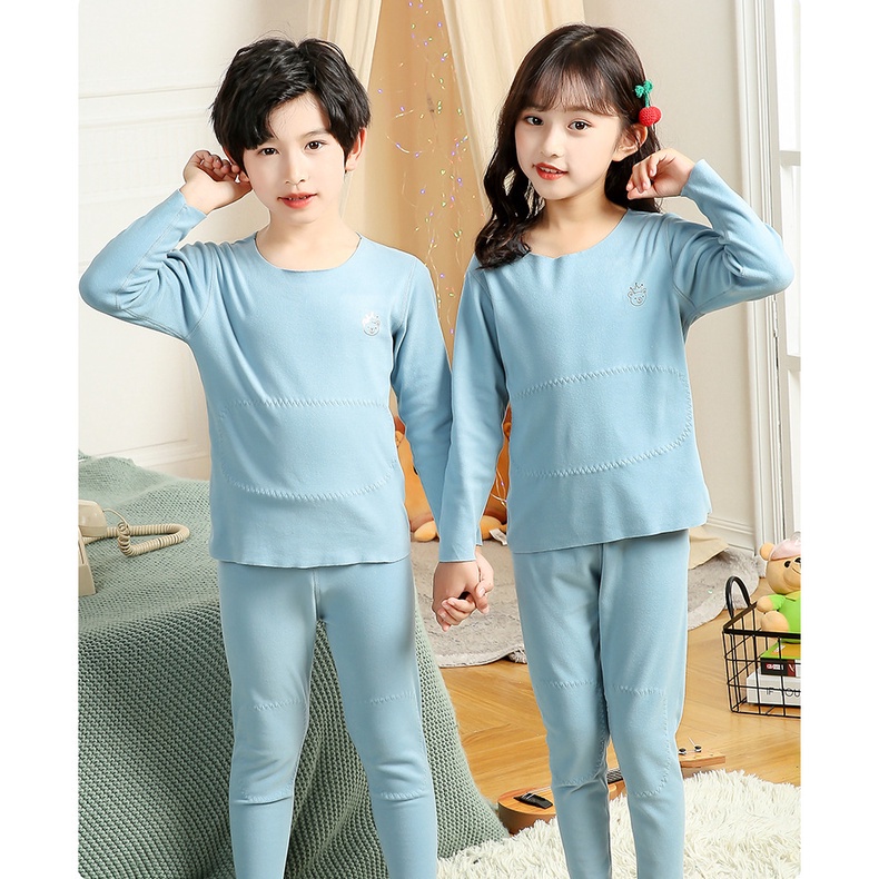 Bộ đồ ngủ dài tay giữ ấm bảo vệ bụng cho bé 90-160CM