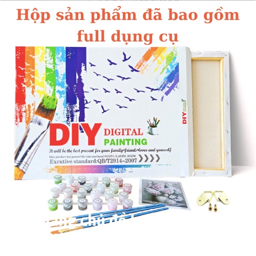 Tranh Tô Màu Theo Số, Tranh Sơn Dầu Số Hóa Khung Dày 2.5CM Khổ 40x50cm
