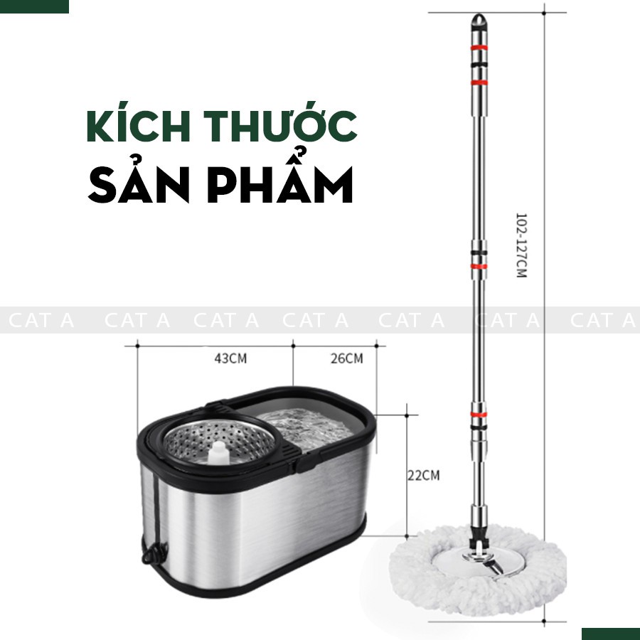 CHỔI LAU NHÀ THÔNG MINH 360 ĐỘ - INOX CAO CẤP THẾ HỆ MỚI - CÂY LAU NHÀ CHẾ ĐỘ TỰ VẮT