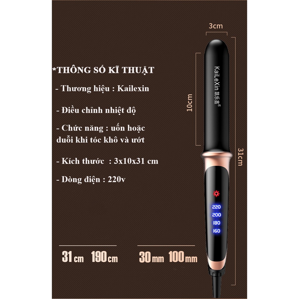 [FREESHIP] Máy Kẹp, Duỗi, Ép Tóc, Uốn Cúp Xoăn Lon Đa Năng Kailexin Có Nút Điều Chỉnh Nhiệt Độ.