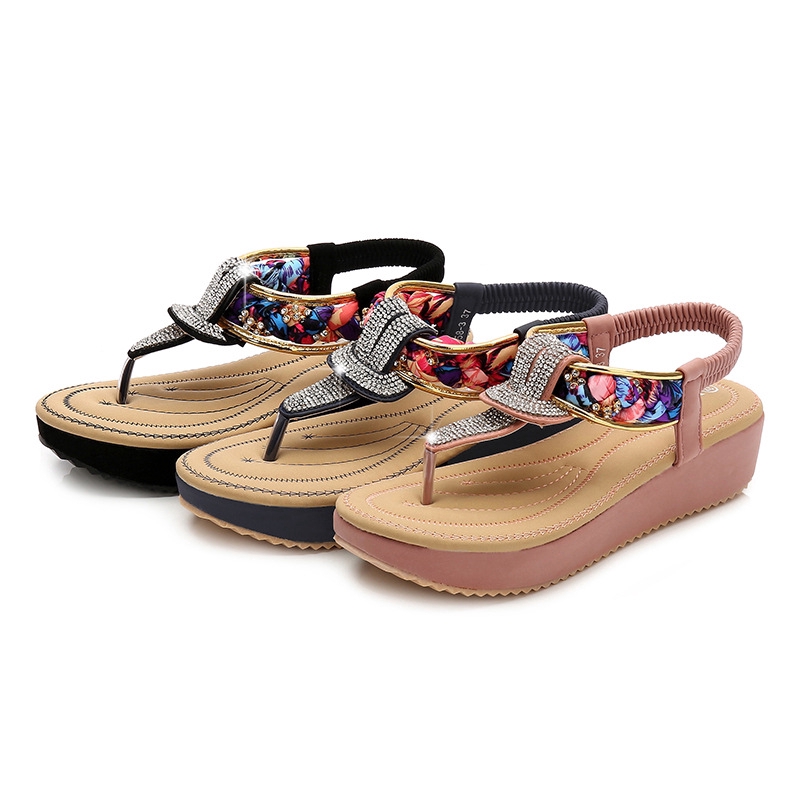IELGY Dép sandal  đế bằng mũi tròn thoải mái hợp thời trang dành cho phái nữ 3cm size 35-4