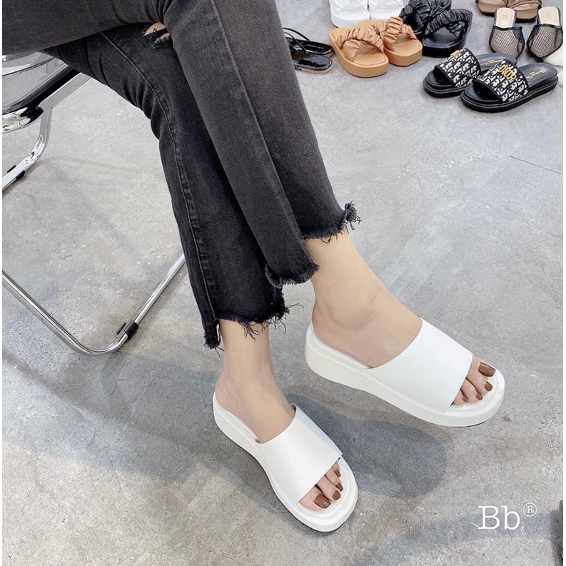(HOT TREND)Dép nữ quai ngang chất liệu da mềm