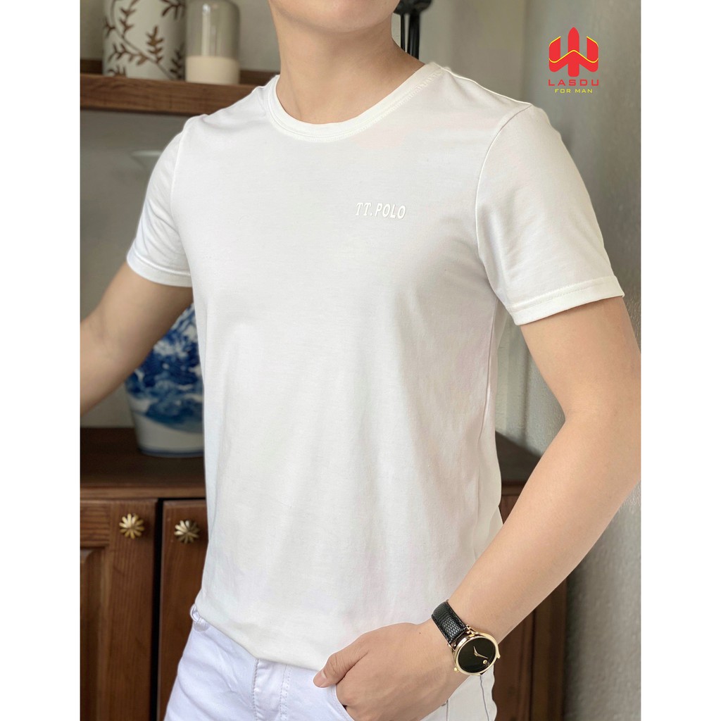 Áo Phông cổ tròn for Man LASDU MÀU TRẮNG (Form Slim Fit T-Shirt) hàng Việt Nam sản xuất. Chính hãng LASDU FOR MAN.