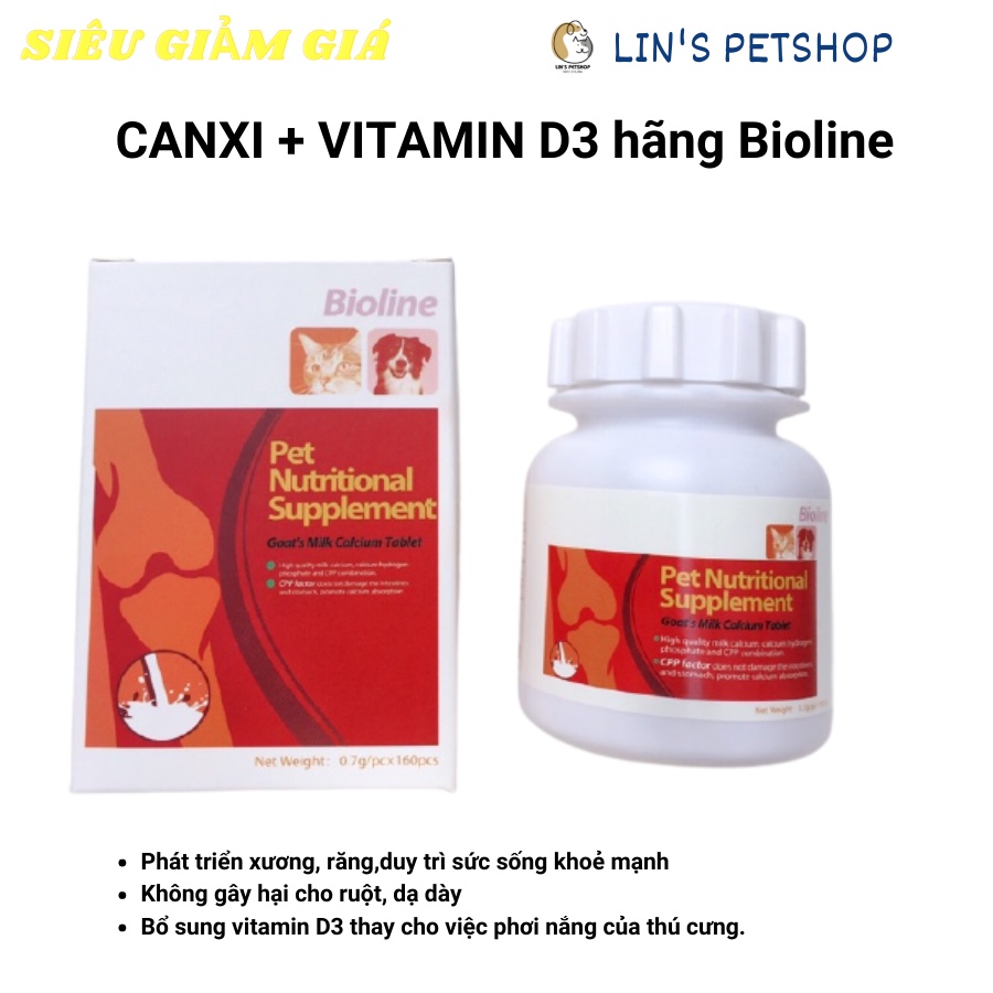 HỘP 160V CANXI SỮA DÊ DINH DƯỠNG CHO CHÓ BIOLINE