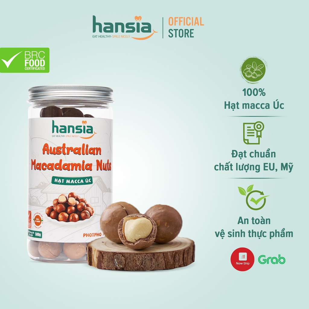 Hạt Macca Úc Organic HANSIA Vị Ngọt Nhẹ, Hàm Lượng Dinh Dưỡng Cao Tốt Cho Sức Khỏe, Giòn Thơm Ngon Miệng 250g - 500g