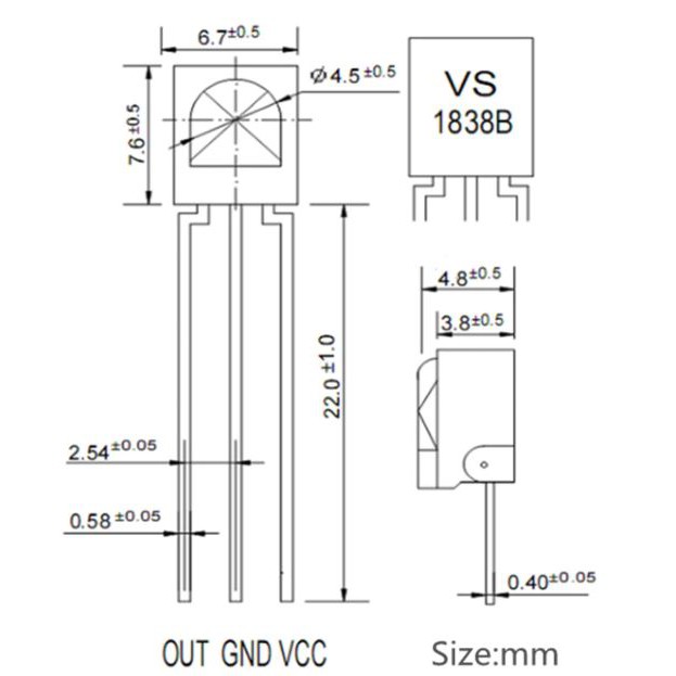 Mắt Thu Hồng Ngoại Đa Năng IR Vỏ Sắt TL1838 VS1838 [MS-65]