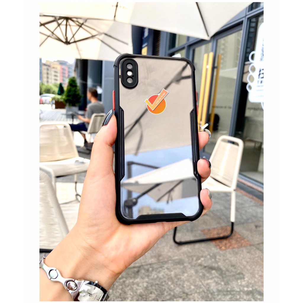 Ốp Lưng Iphone X Xs Xsmax XR Chống Sốc Lưng Trong Suốt Bóng Loáng Như Tráng Gương, Viền Màu Nổi Bật | GuCase