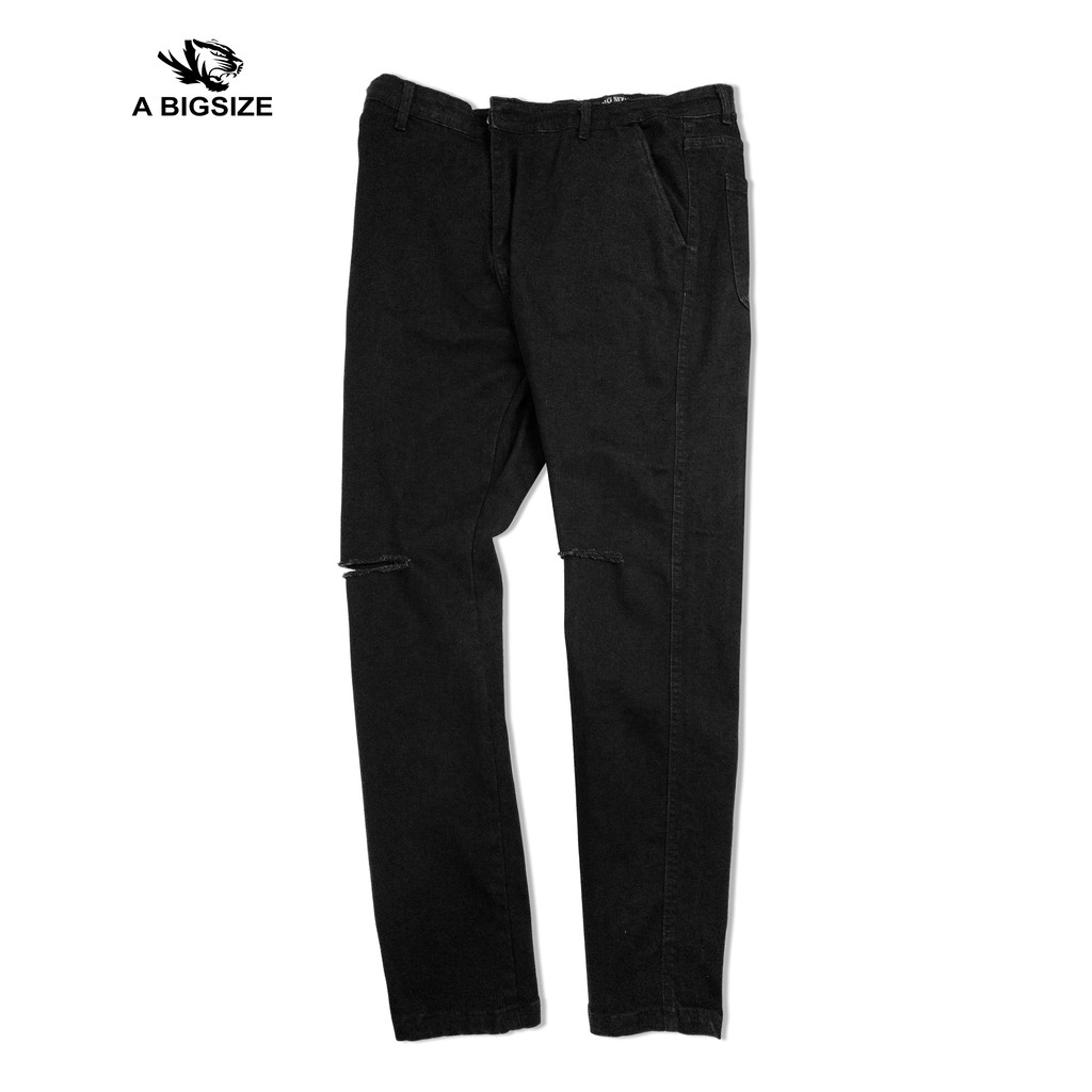 Quần Jean đen Rách gối từ 75 -130kg