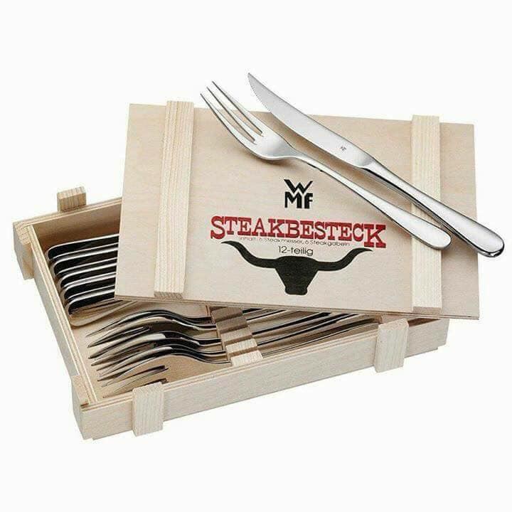 (Hàng Đức) BỘ DAO DĨA WMF STEAK SET 12 món kèm hộp gỗ