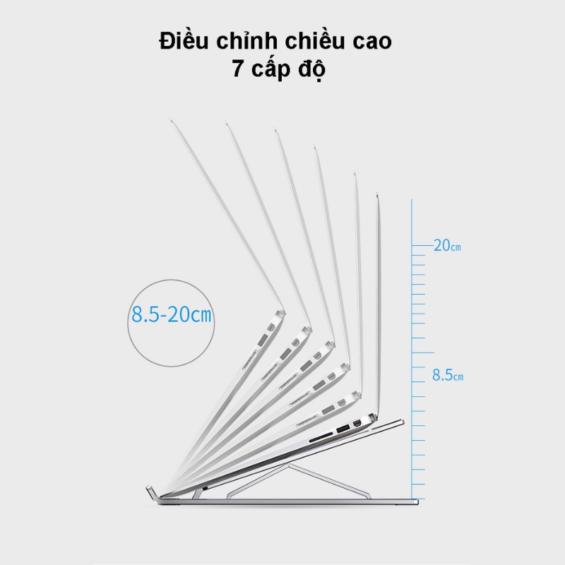 Giá đỡ Laptop, kệ đỡ Laptop Macbook bằng nhôm có thể điều chỉnh độ cao, gập lại được cho Laptop 11-15&quot; X6 từ Techroom.vn