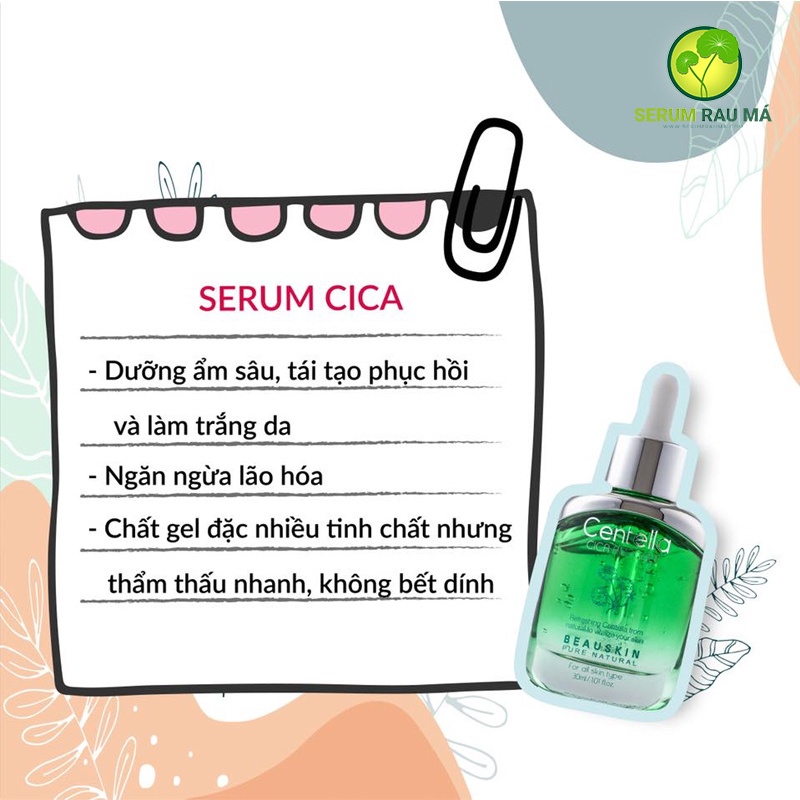 Tinh Chất Serum Trắng Da, Tái Tạo Ngừa Mụn Thâm Từ Thảo Dược CiCa Rau Má Beauskin Cica Centella Hàn quốc ( 30ml)