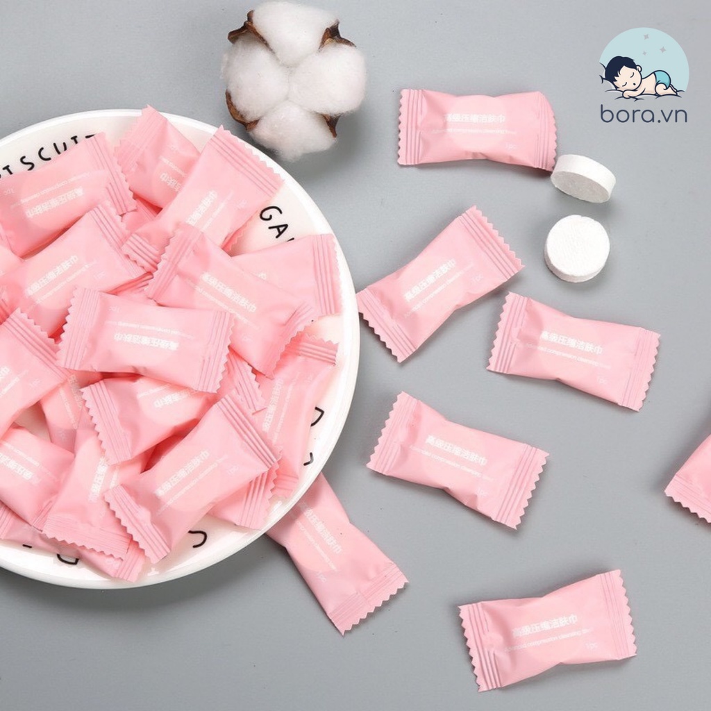 Khăn giấy nén dạng viên kẹo tiện lợi, set 10 viên