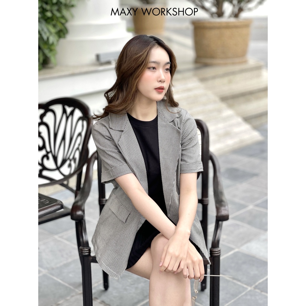 Áo khoác blazer tay ngắn Check short blazer Maxy Workshop