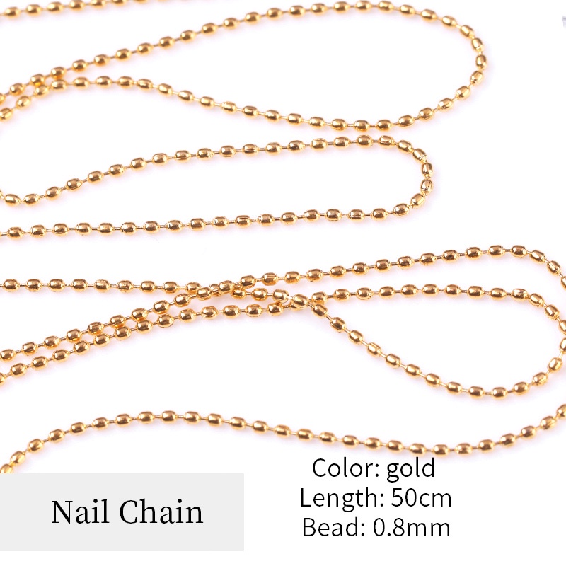 Chuỗi Hạt Kim Loại Trang Trí Móng Tay 0.8mm / 1.0mm / 50cm