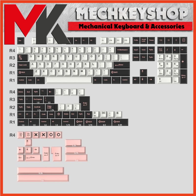 Bộ 173 nút keycap Aifei Olivia ABS Double shot, cherry profile