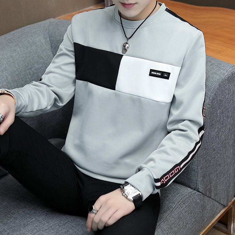 🔥HOT🔥 Men's Circular Collar Hoodie Youth Popular Fashion Long Sleeve T-shirt S12S13