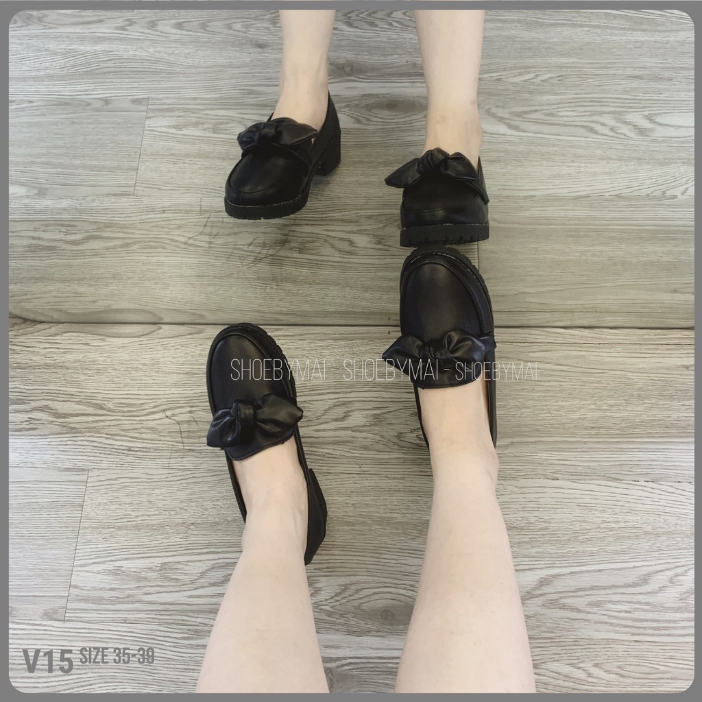 giày vintage nữ phối nơ xinh V15