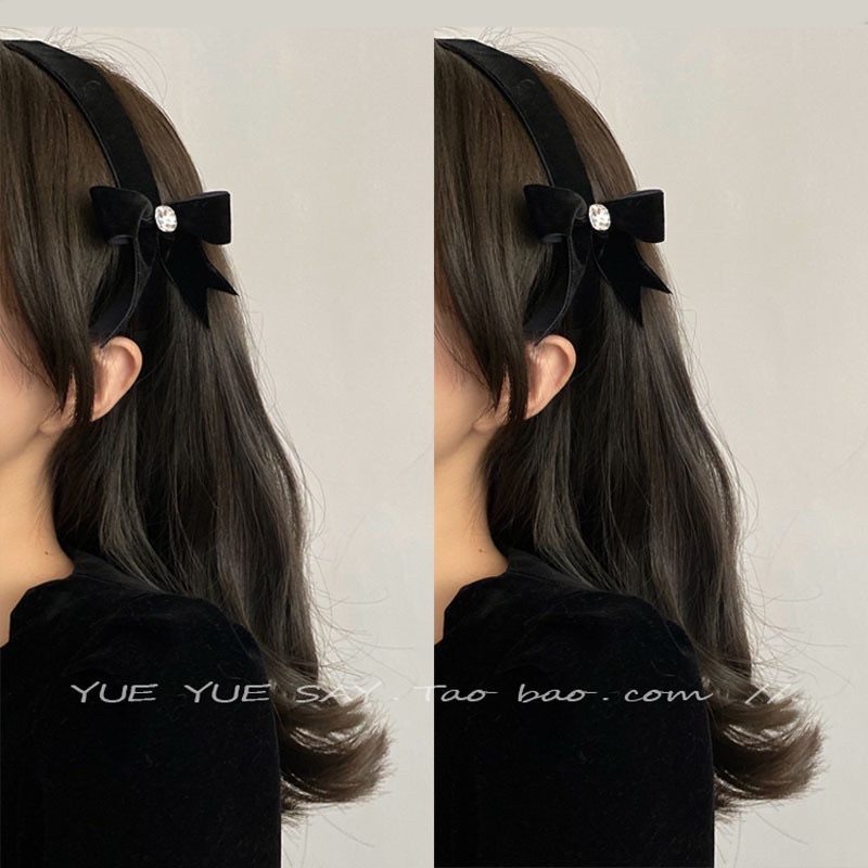Băng đô cài tóc bằng nhung đính nơ hai bên kiểu hàn quốc, phụ kiện tóc dễ thương cho nữ