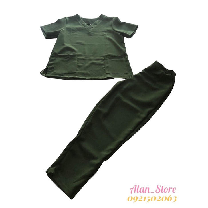 ĐỒNG PHỤC THẨM MỸ VIỆN/ SPA MÀU XANH RAU MÁ CO GIÃN TỐT
