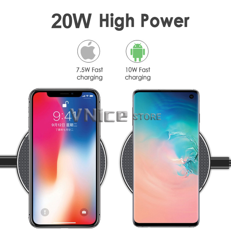 sạc không dây 20W Wireless Charger for iPhone 11 Xs Max X XR 8 Plus 10W Fast Charging Pad for Ulefone Doogee Samsung Note 9 Note 8 S10 Plus