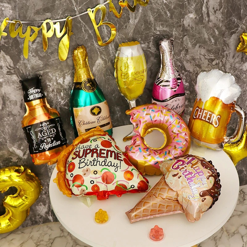 Bong Bóng Nhôm Hình Bánh Donut / Bắp Rang Bơ / Kem Trang Trí Độc Đáo Cho Tiệc Sinh Nhật Của Bé