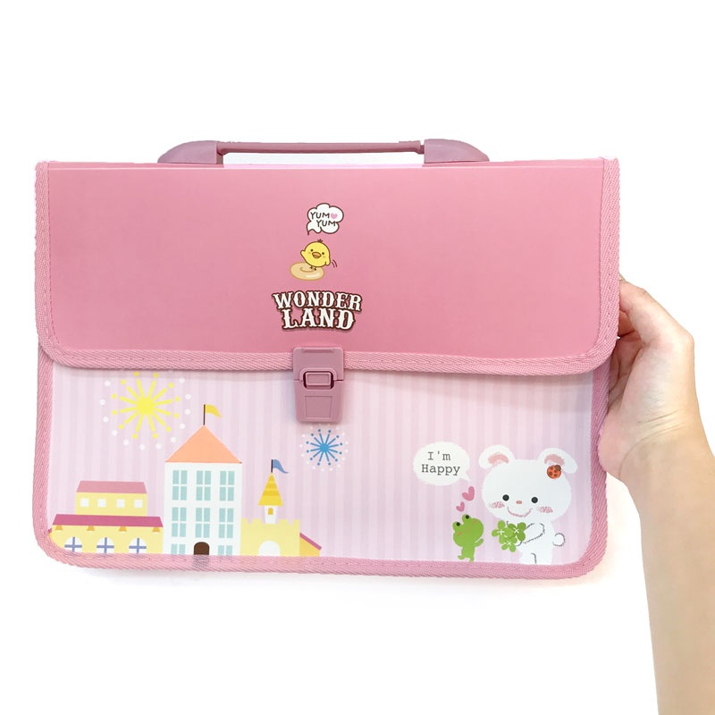 Cặp Tài Liệu Học Sinh 2 Ngăn - Deli W38167 - Màu Hồng