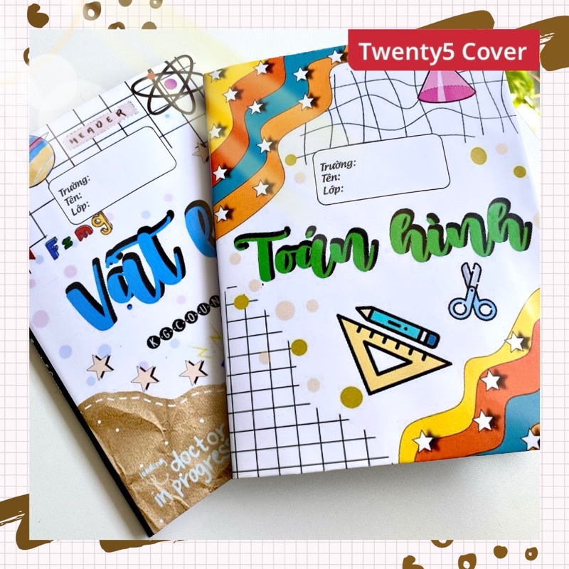 Set giấy bao tập - sách theo môn mẫu 02