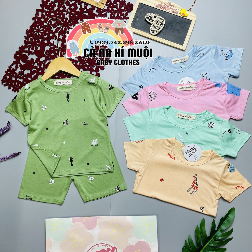 Bộ Minky Mom Thun Lạnh FREE SHIP Ngắn Tay Dể Thương Cho Bé Gái, Bé Trai, Đủ Màu